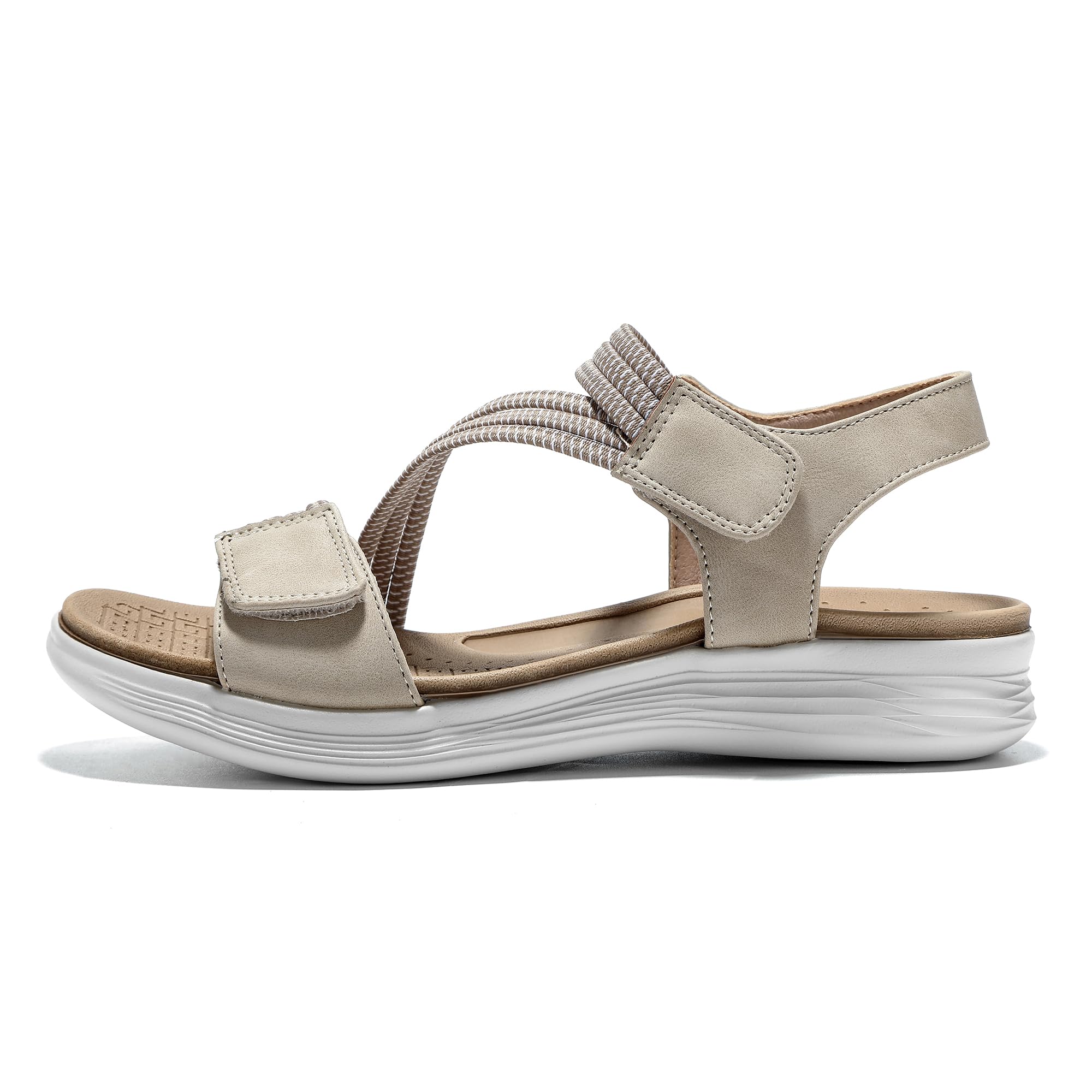 JOMIX Sandali Donna Comodi Estivi con Fasce Elastiche e Plantare Ergonomico Morbido Chiusura Strappo a Regolabile da Passeggio Leggeri per Tutti i Giorni