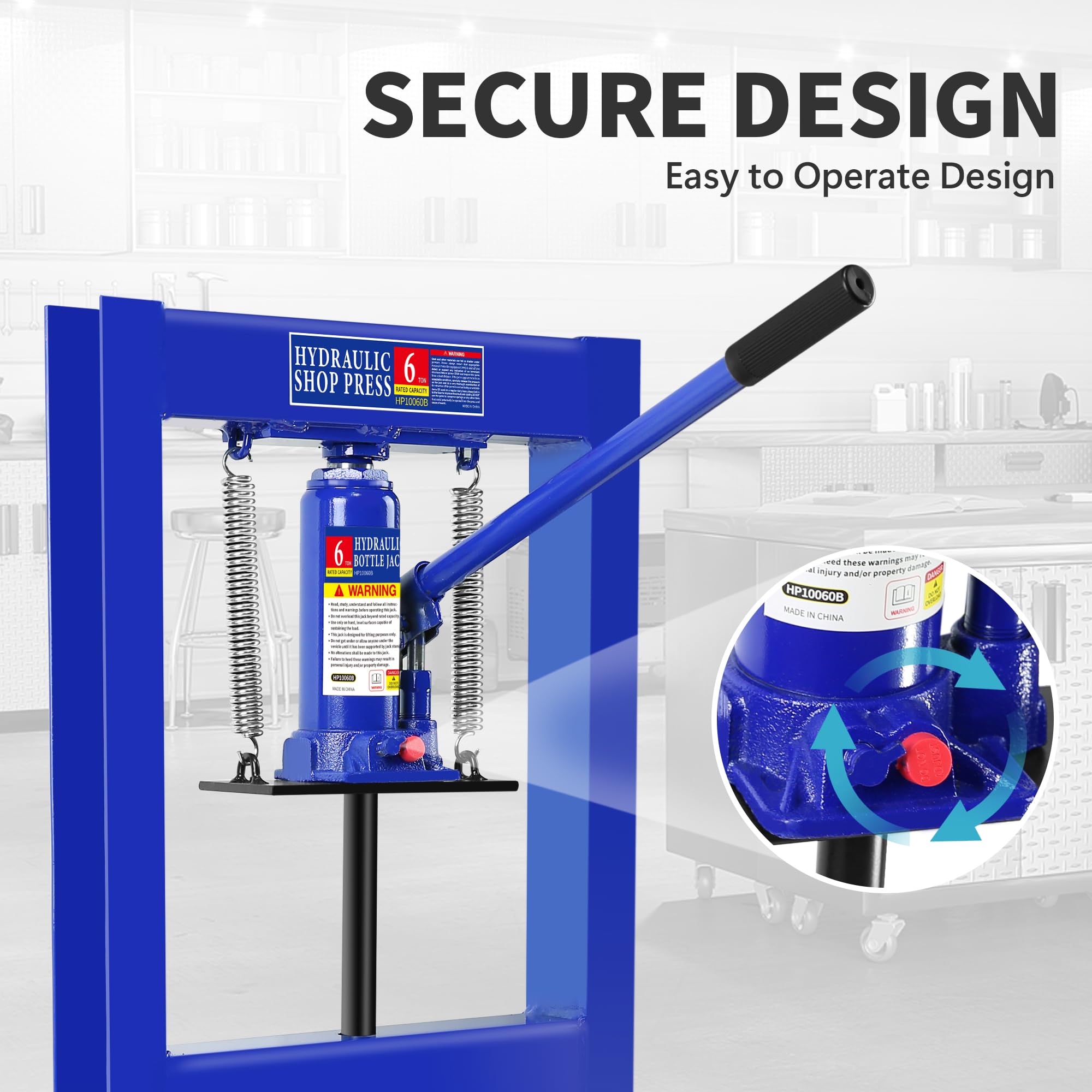 Shop Press Container 6 Ton Hydraulic Shop Press - H-Frame Bearing/U-Joint Press With ...