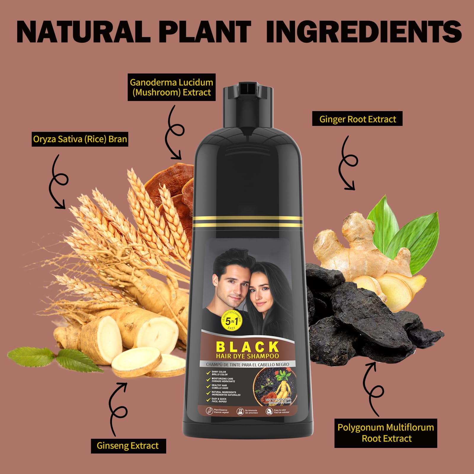 Amazon.com : gowwim Black Hair Dye Shampoo, 5-in-1 Hair Dye
