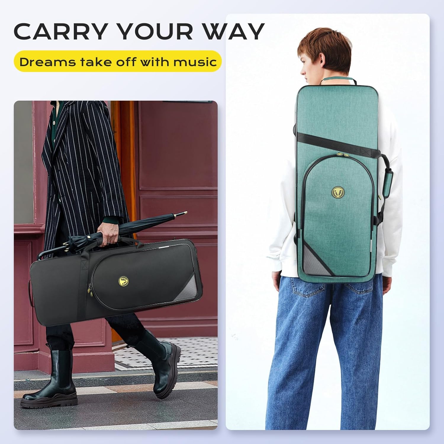 Sax Cases, Lightweight Tenor Sax Case for Bb Tenor Saxophone; (IF-TENORSAX-SQUARE)