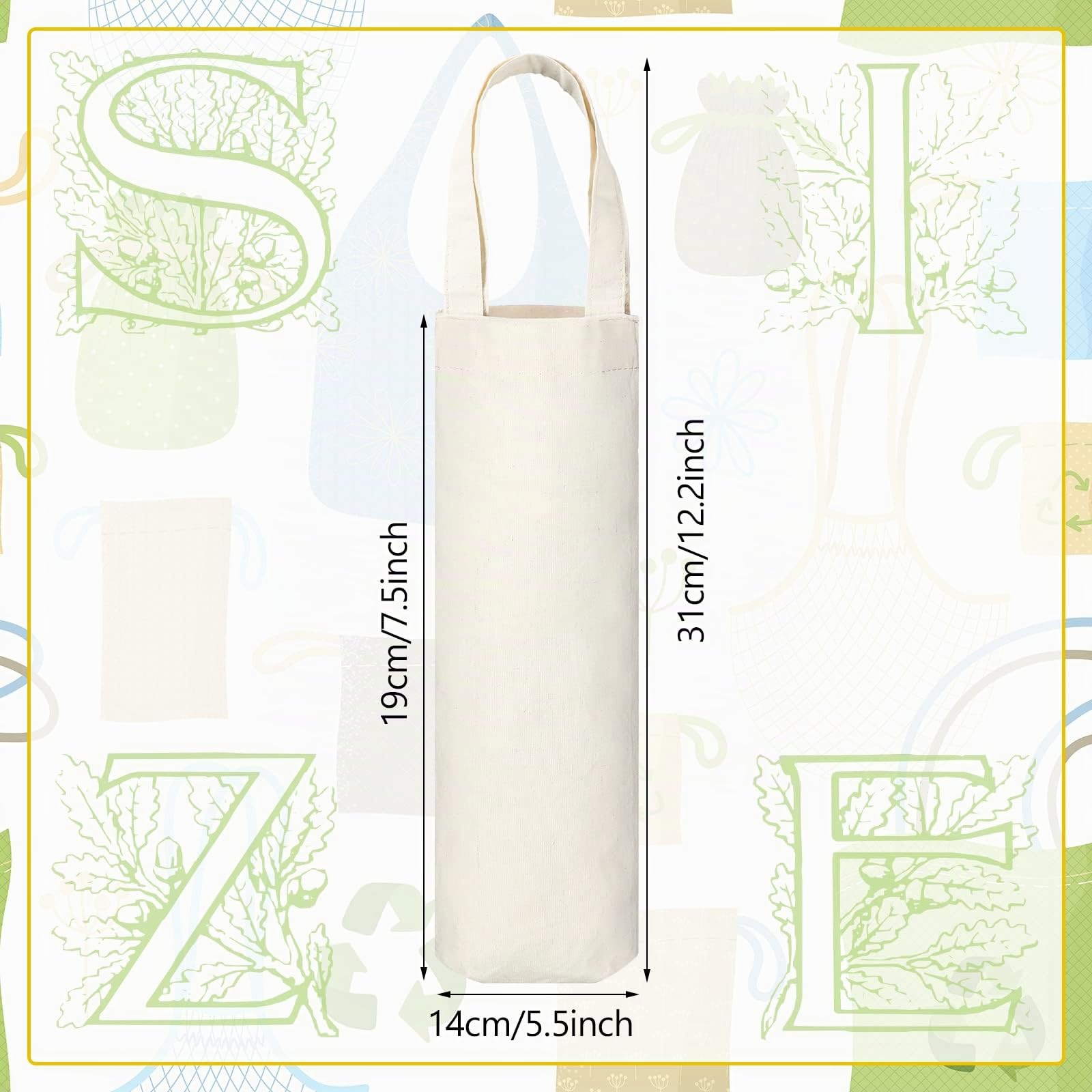 Hoolerry Weintasche aus Segeltuch mit Griff, Sublimationsdruck, blanko, Geschenktasche, wiederverwendbar, waschbar, 24 Stück