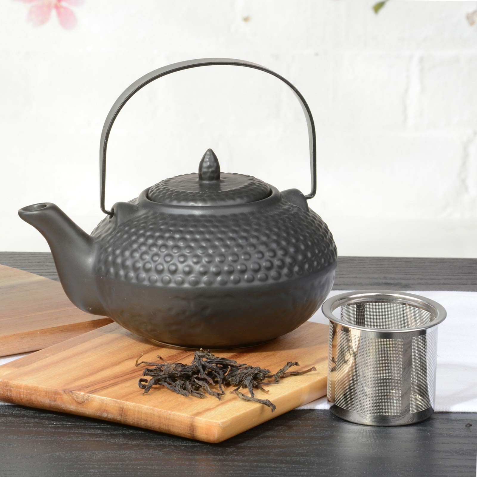 Oriental Hobnail Teapot Black 120X180X140mm 850ml Ceramic Infuser