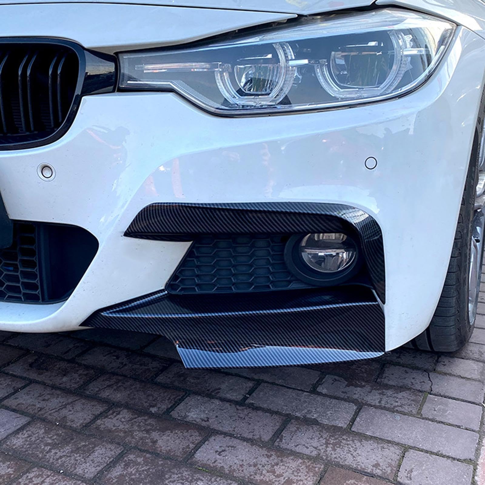 1 Paar Frontlippe Frontlippe F30 F31 Frontspoiler Frontstoßfänger Frontverkleidung Aus Stabilem PP für Austausch Modifikation Tuning Fahrzeuggestaltun, bis Schwarze Streifen