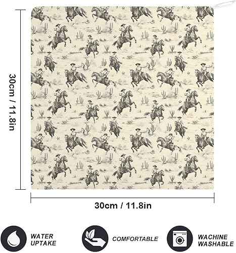 Miniatura 2 de Decorative Hand Towels for Bathroom - Retro Western Cowboy A Print Soft Absorbent Small Bath Hand Towels for Kitchen, Farmhouse, Spa, Hotel, Guest