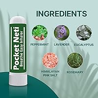 Vista 5 de Basic Vigor Pocket Neti Breathe Easy Himalayan Salt Aromatherapy Sinus Inhaler 2 Pack with Essential Oils. Natural Nasal Stick/Nasal Inhaler with