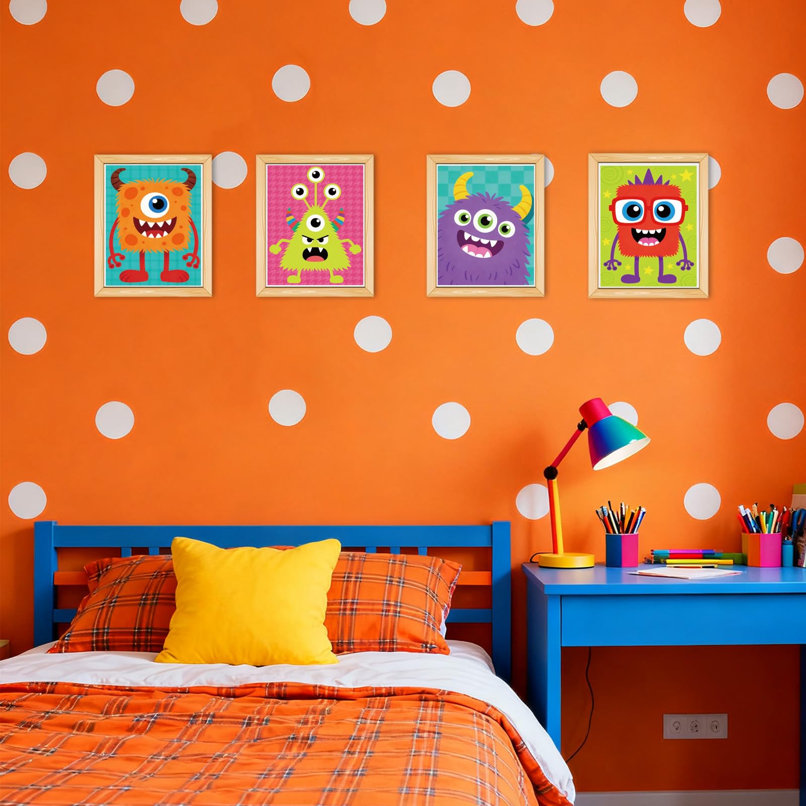 MAYJOYDIY 12 tele pre-disegnate con piccoli mostri per dipingere occhiali cartoni animati, tela prestampata per adulti, 24 x 20 cm, occhi grandi, corna doppie, forniture artistiche fai da te per