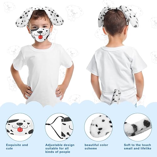 Miniatura 3 de Tigeen Juego de 36 piezas de disfraz dálmata de Pascua para niños máscara facial para cachorros diadema con orejas dálmatas y cola para niños fiesta