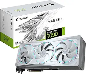 GIGABYTE Placa gráfica AORUS GeForce RTX 5090 Master ICE 32G, sistema de resfriamento WINDFORCE, placa de vídeo GDDR7 de 32 GB 512 bits, GV-N5090AORUSM ICE-32GD