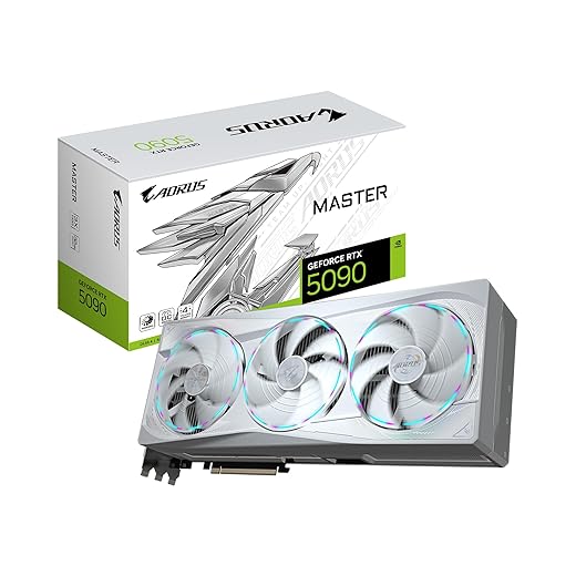 GIGABYTE AORUS GeForce RTX 5090 Master ICE 32G Graphics Card, WINDFORCE Cooling System, 32GB 512-bit GDDR7, GV-N5090AORUSM ICE-32GD Video Card