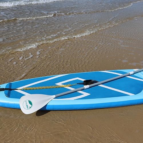 Vista 30 de YVLEEN SUP Paddle Board Paddle,Stand Up Paddleboard Paddles Paletas de aluminio ajustable 4 piezas flotante Kayak Paddle,Paleta convertible Turquesa