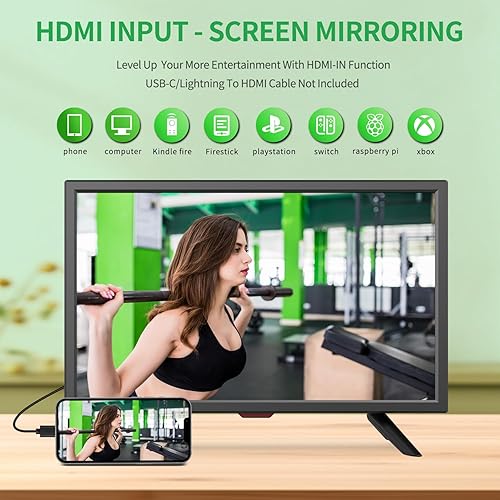 Miniatura 5 de TV de 20 pulgadas, ángulos de visión completos 1080P HD, TV digital de pared pequeña para la cocina - Puertos HDMI/USB - Alimentación dual DC-12V