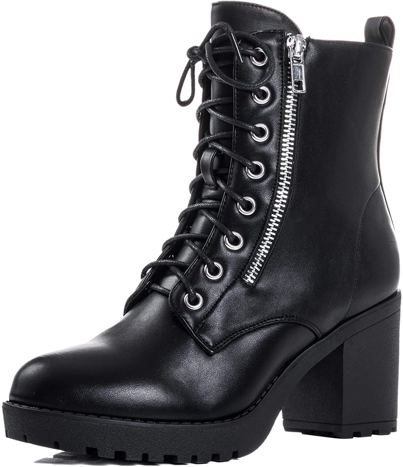 SPYLOVEBUY Rock IT Women's Lace Up Block Heel Ankle Boots Shoes