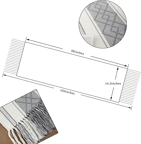 Miniatura 2 de LUFEIJIASHI Caminos de mesa tejidos estilo granja caminos de mesa bohemios de 90 pulgadas de largo con borlas elegantes caminos de mesa lavables