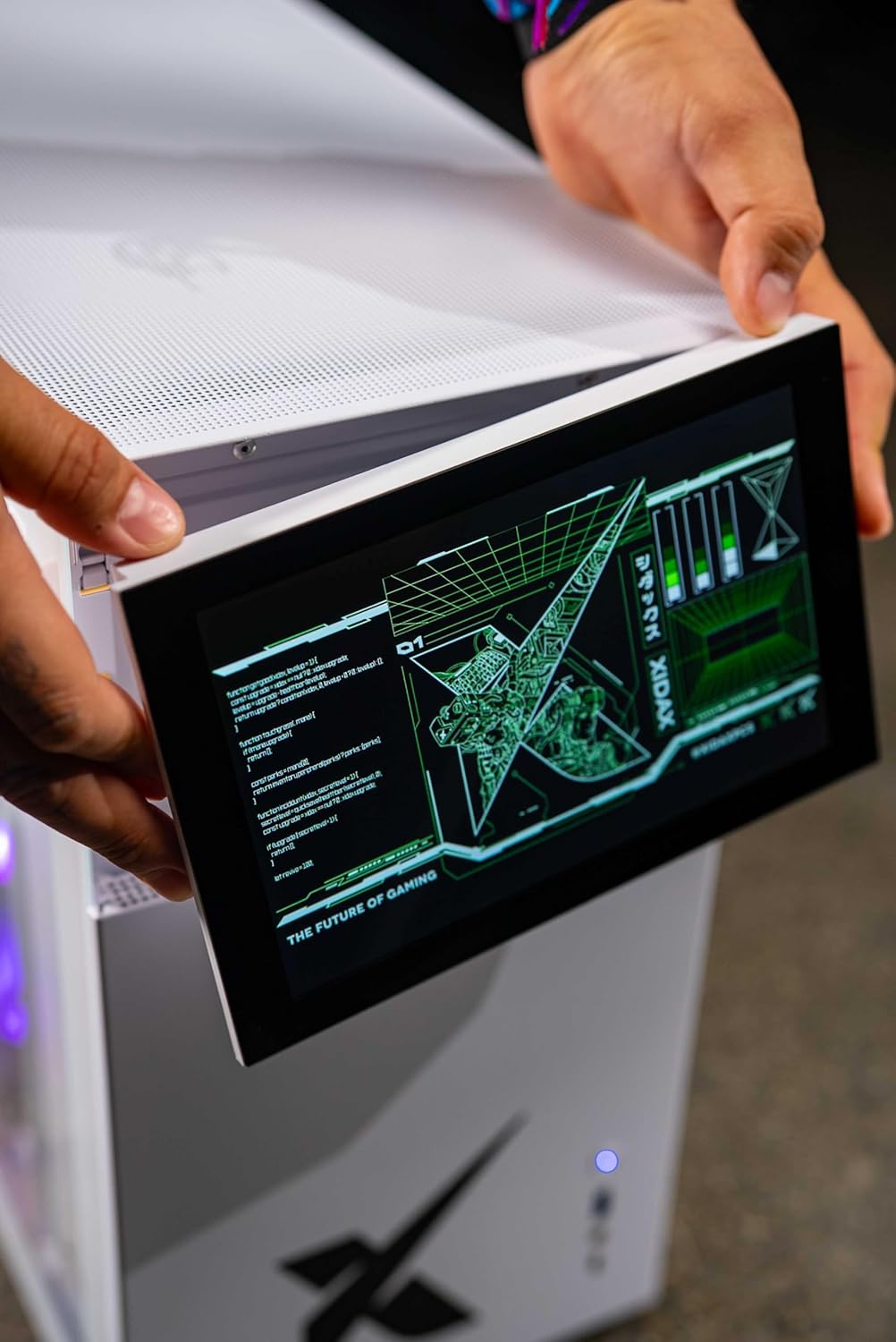 XIDAX X6 Gaming Desktop-AMD RYZEN 7 9800X3D (up to 5.2GHz)|AMD Radeon RX 9070XT 16GB|32GB (2x16GB) DDR5 5600MHz|2TB M.2 NVMe|Genuine Windows 11 Home|Xen White Case with 8" LCD Screen on Front