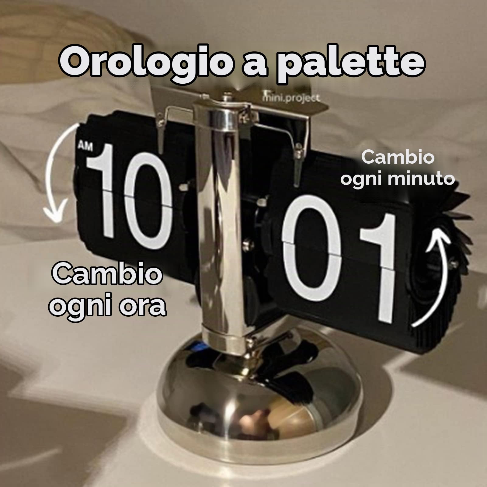 Orologio a fogli mobili, mini orologio retrò Orologio da tavolo a fogli mobili automatico Calendario digitale Orologio da tavolo freddo Orologio meccanico per l'arredamento della (Nero)