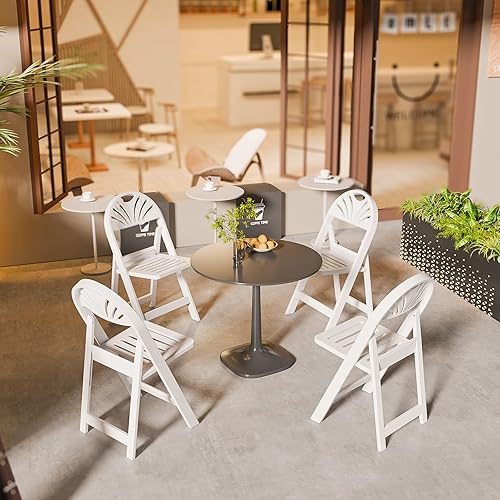 Vista 8 de VINGLI Silla plegable de plástico de resina blanca con asiento hueco, silla de plástico plegable con capacidad de peso de hasta 350 libras, perfecta