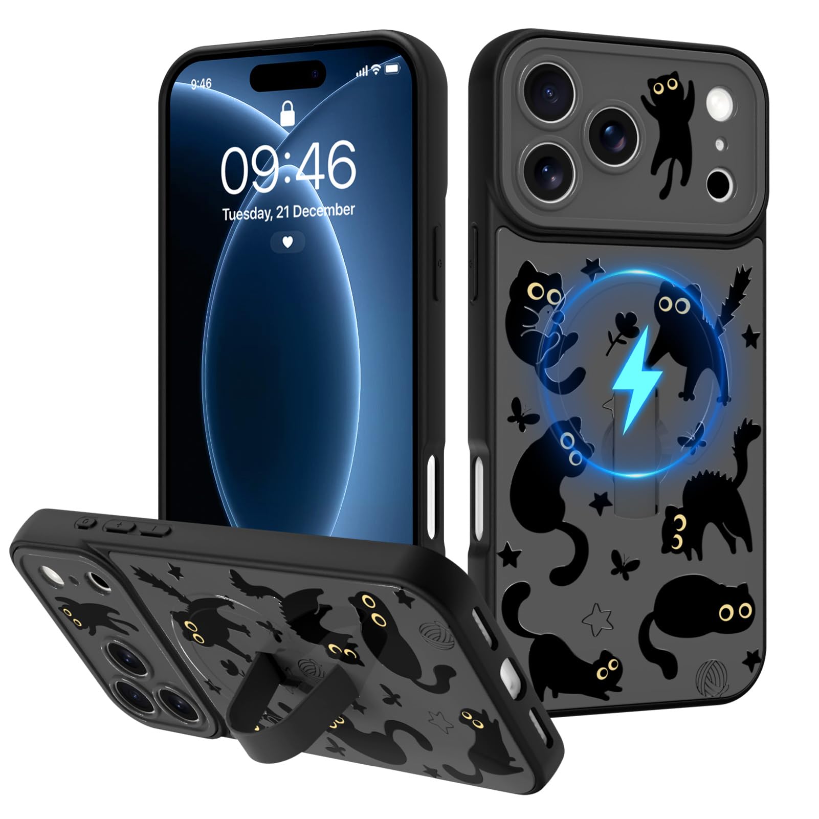 Fiyart Custodia magnetica per iPhone FA Pro Max con cinturino da dito a