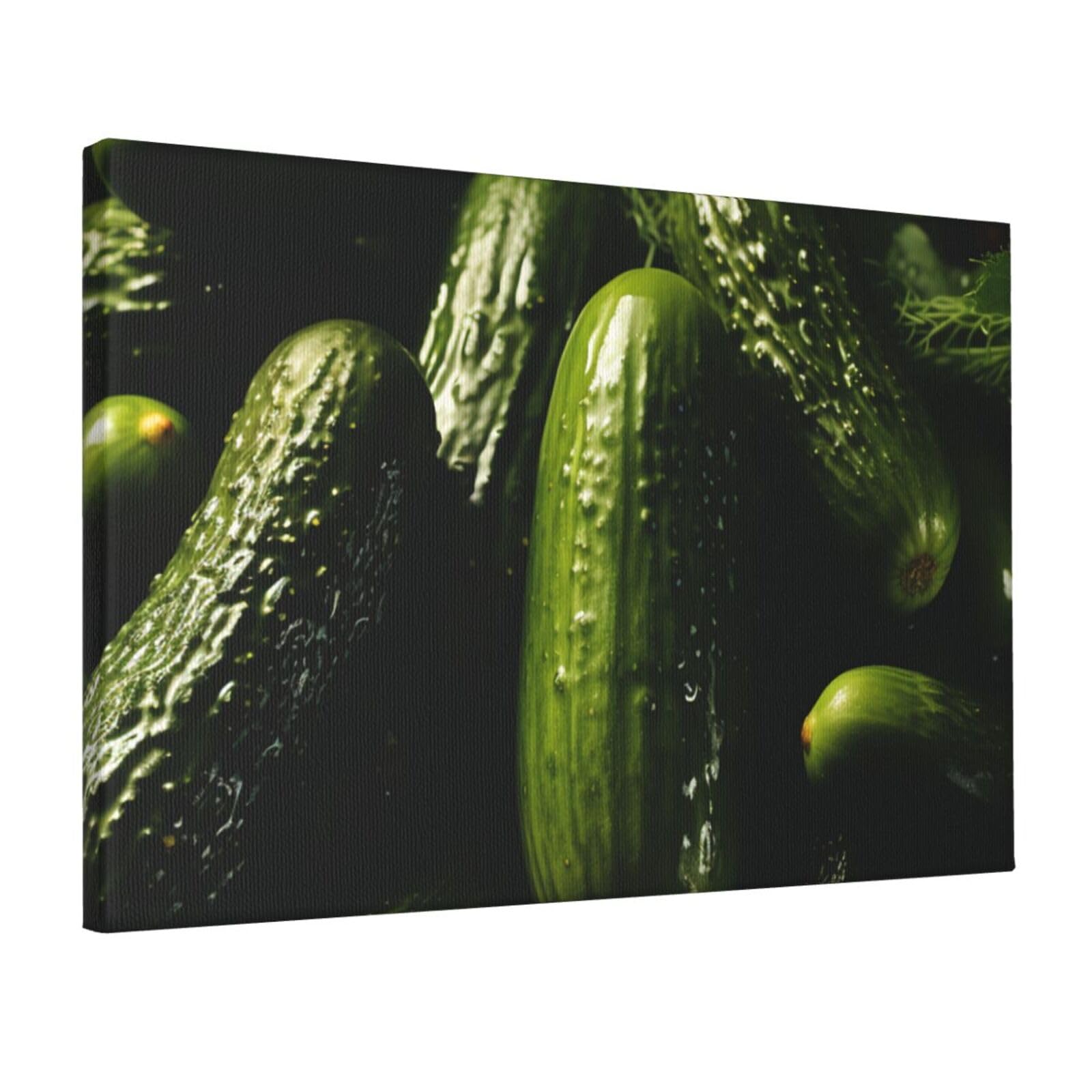 Canvas Wall Art for Living Room Wall Decor 12"x18" Modern Artwork Painting Pictures Hanging Canvas Prints Pickle Aesthetic Wall Art for Bedroom Bathroom Office Wallart Decor