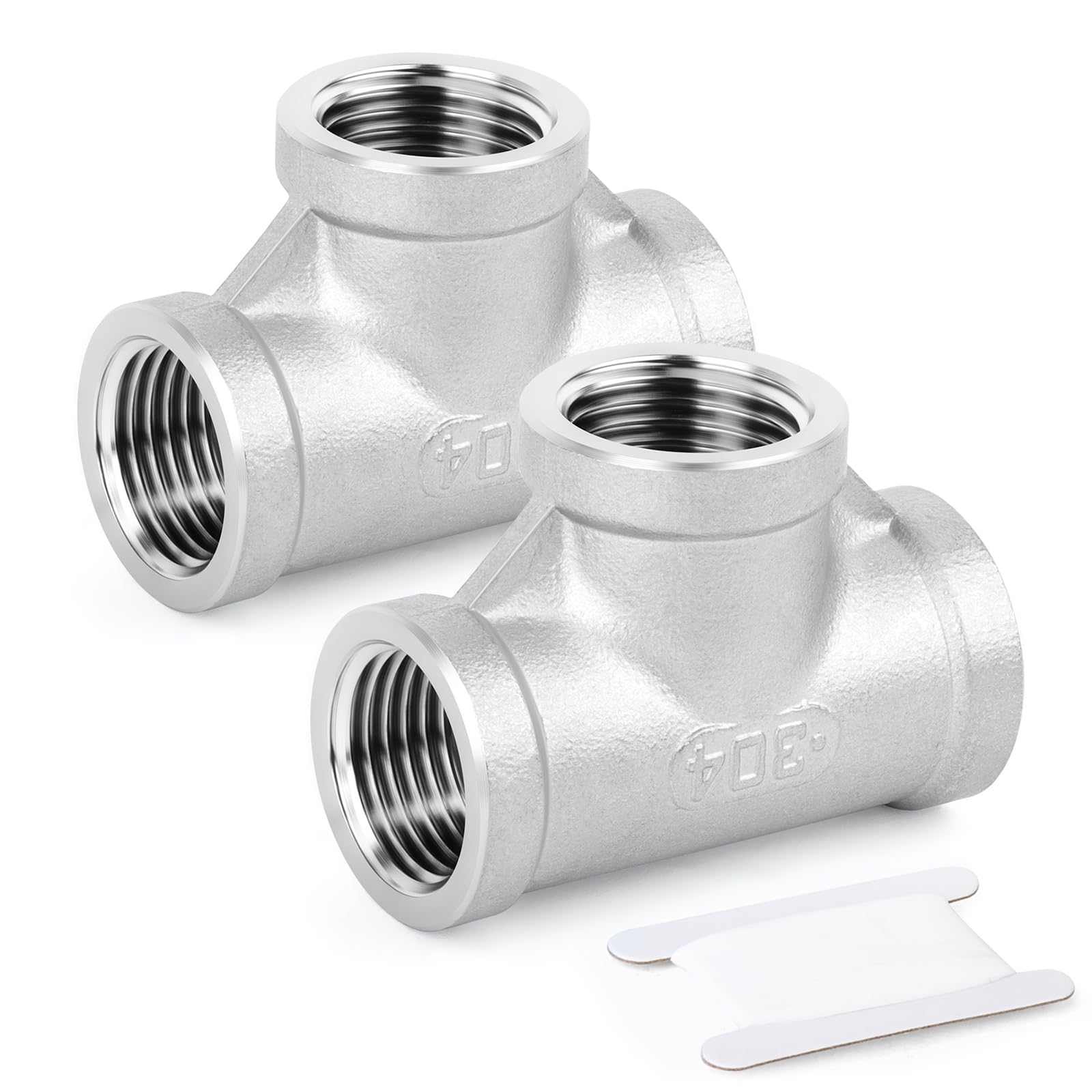 2 Pezzi Raccordi per Tubi a T Femmina BSP a 3 Vie 1" x 1" x 1" in Acciaio Inossidabile 304