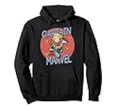 Captain Marvel Red Spot Action Pose Logo Hoodie Pullover Hoodie