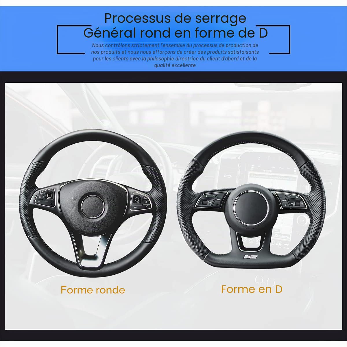 JNNJ Couvre Volant Universelle, Anti-Dérapant Couvre Volant Bling Diamant Glitter, Housse en Cuir avec Strass en Cristal, 37-38cm Protege Volant Voiture à Paillette Diamant pour Femmes(Noir)
