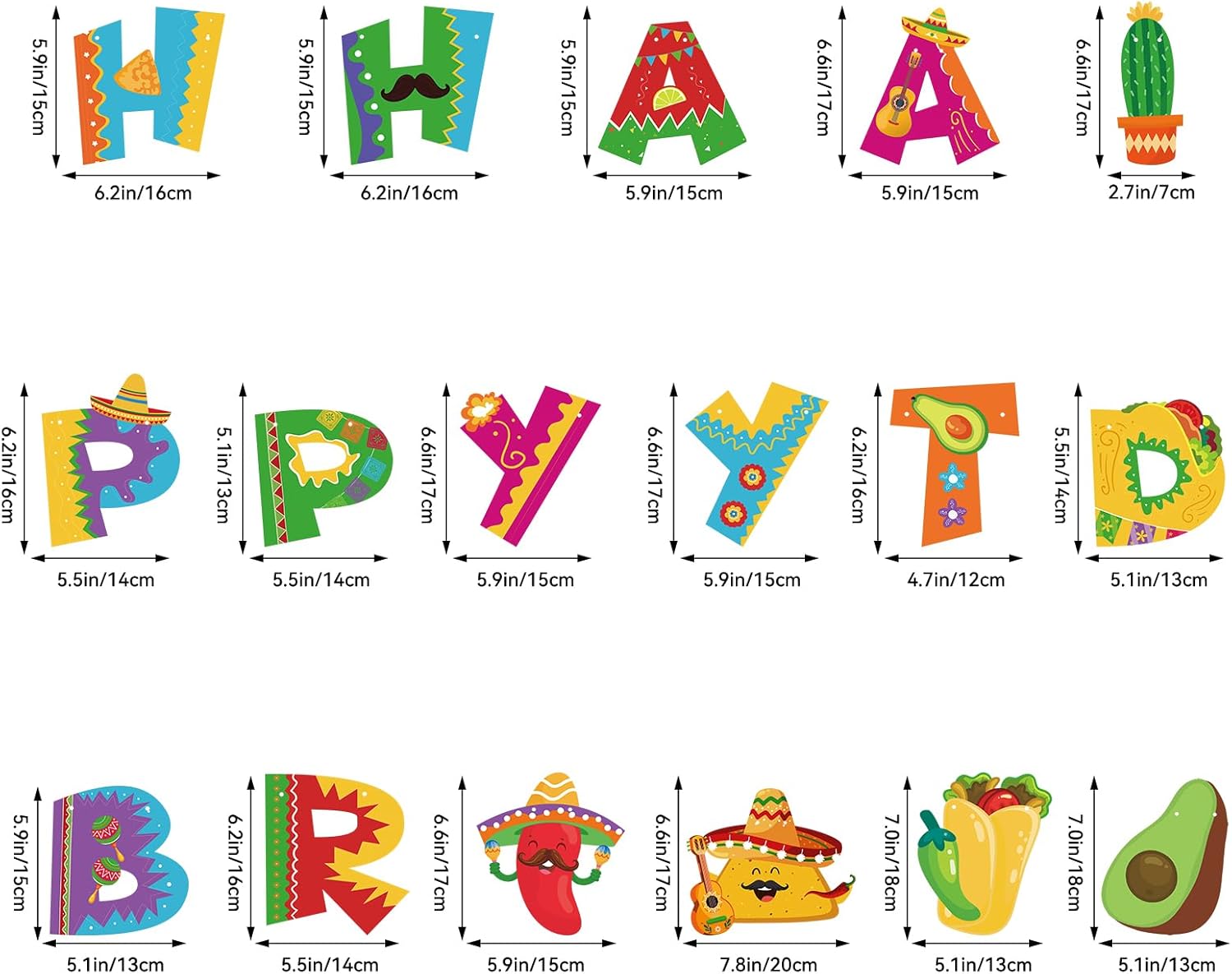 Hooqict Happy Birthday Banner Mexican Birthday Party Decorations Cinco De Mayo Party Banner Taco Garland Hanging Sign for Fiesta Party Decorations Carnival Supplies