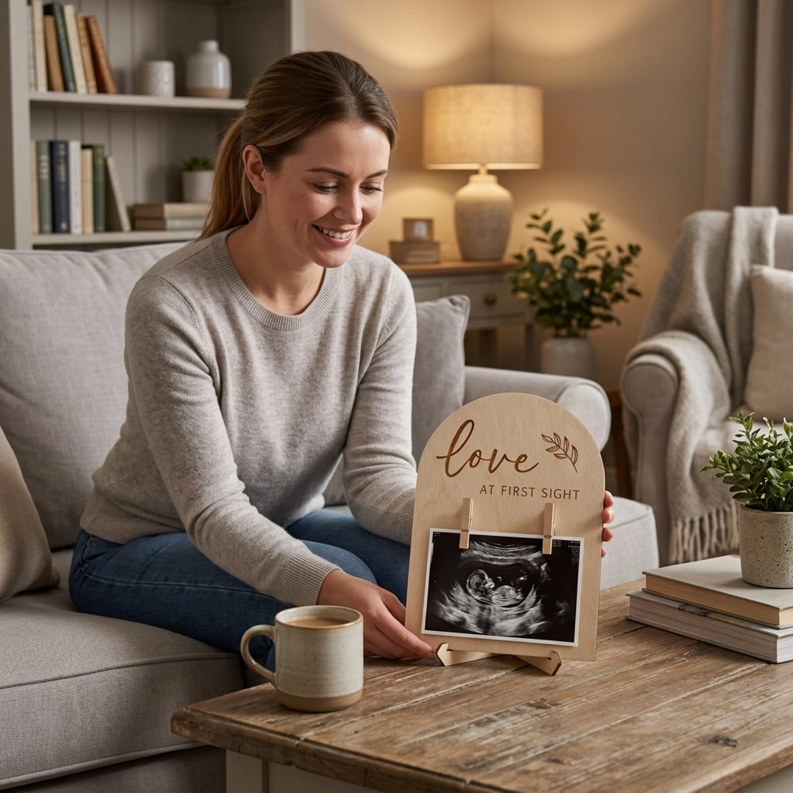 Baby Scan Photo Frames, Ultrasound Picture Frame – Wooden Baby Scan Frame with Easel & Wall Mount, Pregnancy Announcement Gift for Parents — view 5