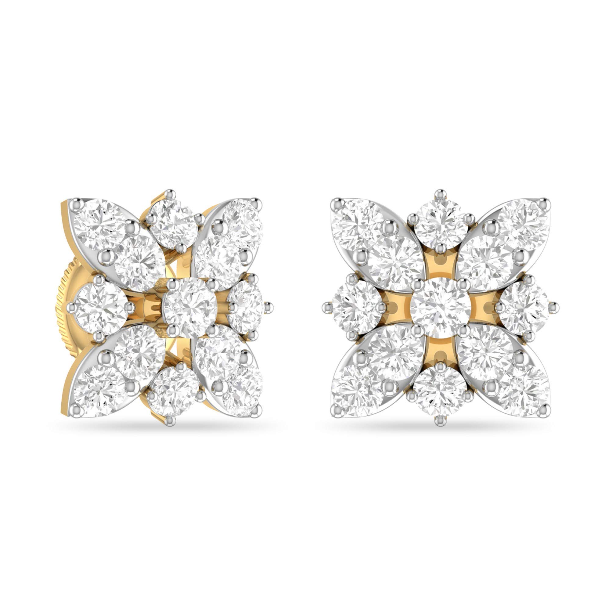 Yellow Gold and Solitaire Stud Earrings for Women-image-29