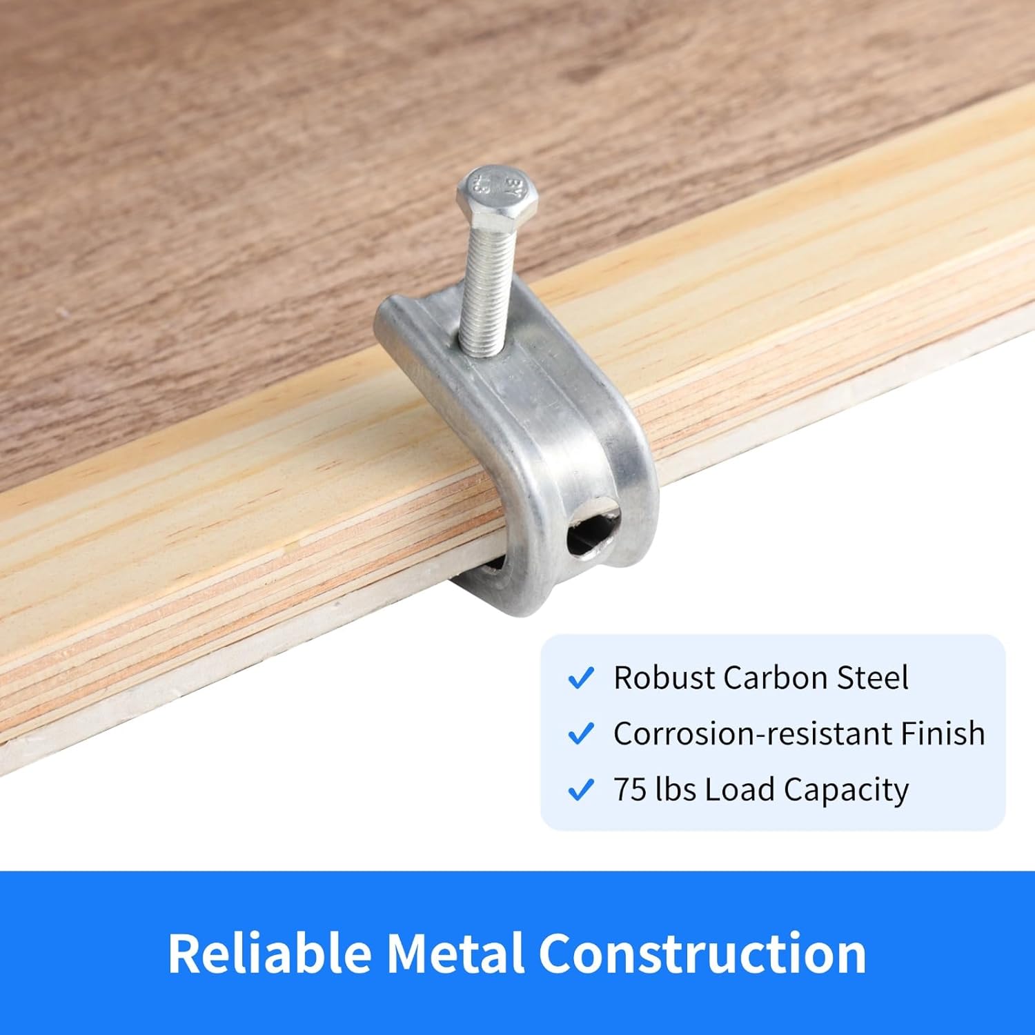 100 Pcs Beam Clamps - Screw in Hooks for Flanges, Mini Tiger Heavy-duty C U-Shaped Clamps with Screws for Threaded Wire Ring, Supports 75 lbs