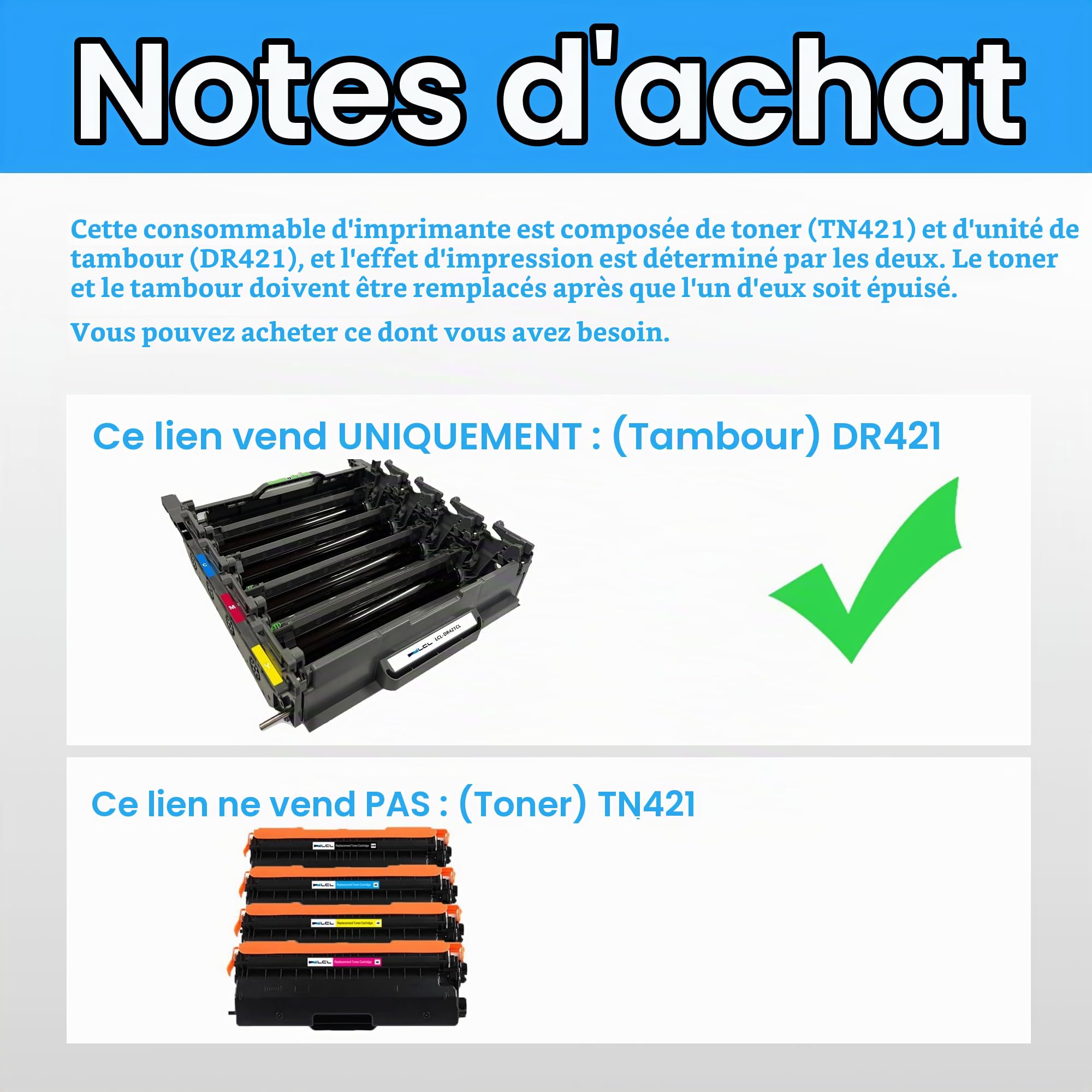 LCL DR421 Tambour Compatible pour Brother DR-421CL DR421CL Drum Unit Compatible pour Brother HL-L8260CDW HL-L8360CDW DCP-L8410CDW MFC-L8610CDW MFC-L8690CDW MFC-L8900CDW HL-9310 HL-L9310CDW (1Pack)