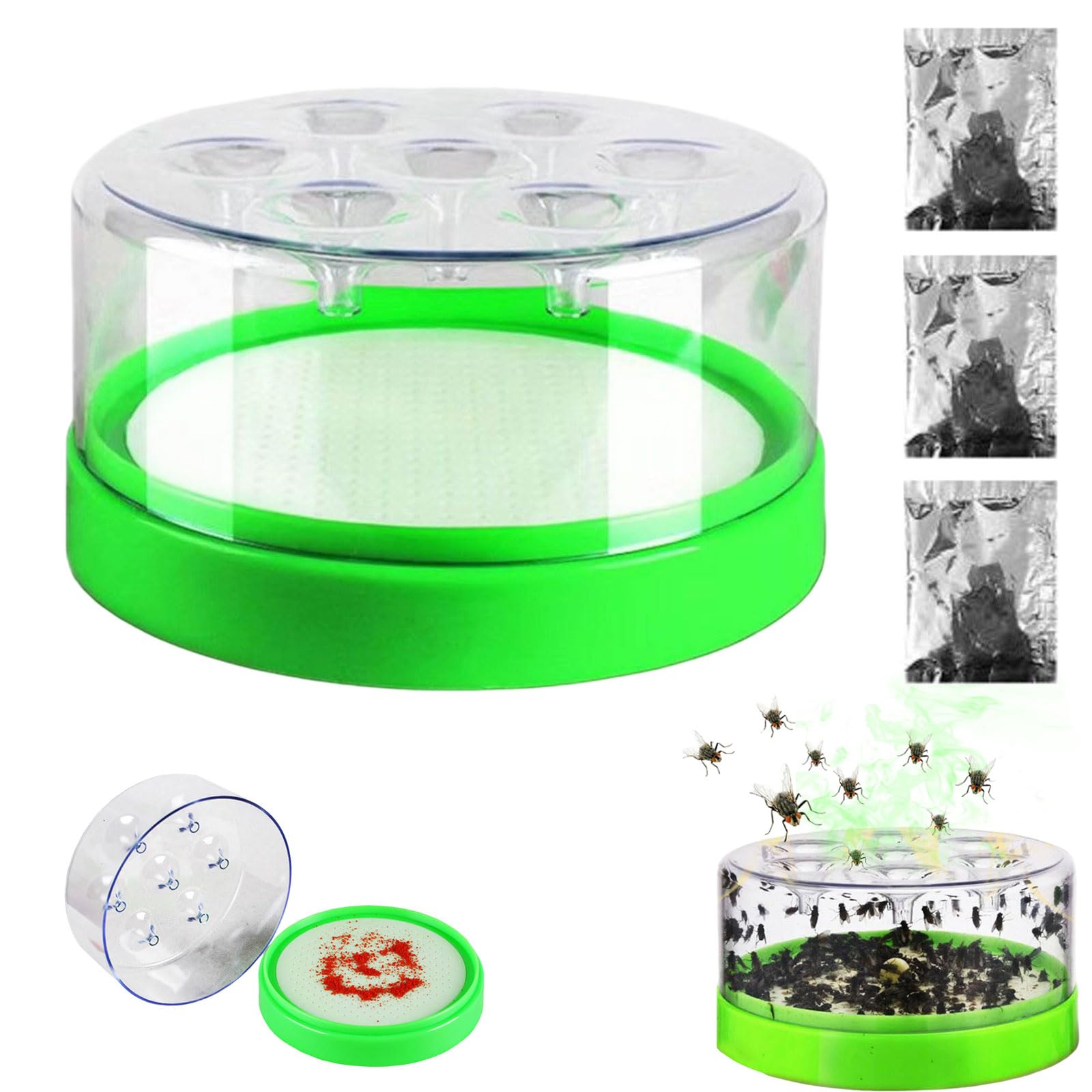 Reusable Non-electric Fly Trap,Fly Trap Container,Funnel One-Way Entry Fly Catcher,Only In,No Out,Transparent Fly Trap Container, Easy to Clean for Home Kitchen Garden Restaurant Livestock Farm，1PC