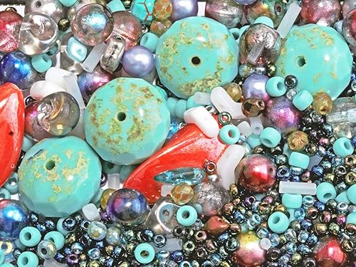 Miniatura 2 de SCARA 2,29 oz (65 g) Mezcla única de cuentas de vidrio checo para la fabricación de joyas, cuentas y surtidos de cuentas. Cuentas prensadas, Matubo,