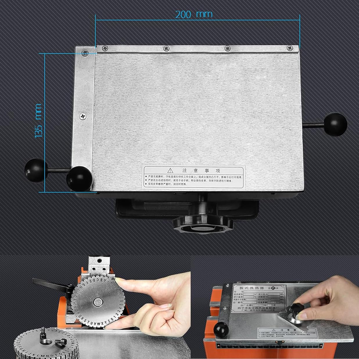 Stampatrice in metallo, goffratrice semiautomatica per targhette, etichette, piastrine per cani, ruote opzionali per un facile utilizzo, perfetta per artigianato e identificazione