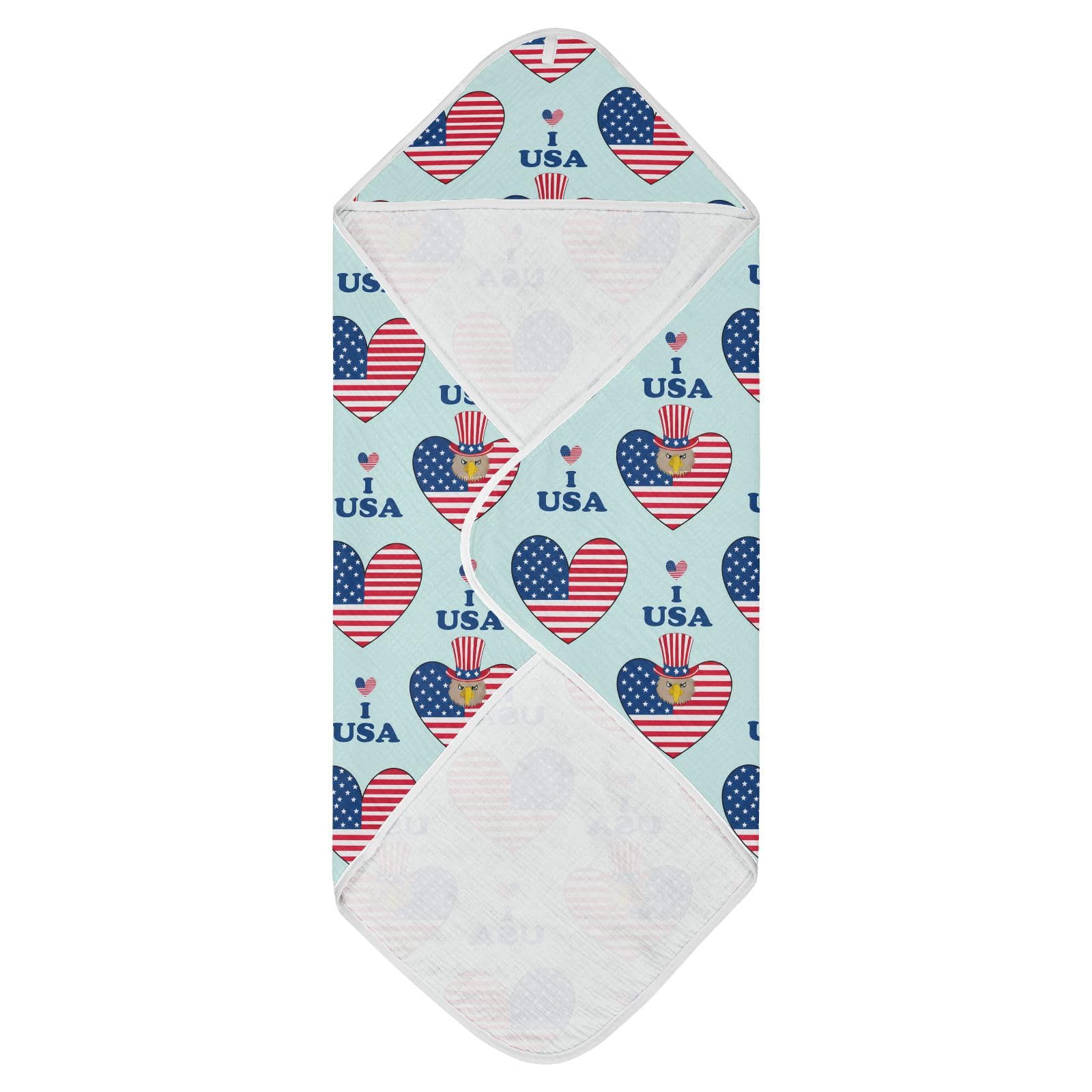 Msyxl Independence Day Hooded Towel - Ultra Soft & Absorbent Muslin Cotton Bath Towel for Babies, Toddlers, Newborn - Boys & Girls Essential 35