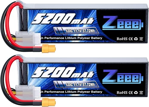 Zeee 3S Lipo Batería 5200mAh 120C 11.1V RC Soft Pack Batería con conector XT60 para RC Car Truck Avión Helicóptero Avión Cuadricóptero RC Barco
