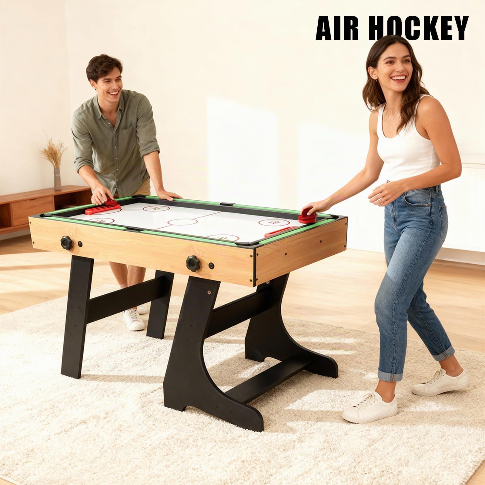 Mesa de juego múltiple 10 en 1, futbolín plegable 1,2 m, billar, tenis de mesa, hockey, shuffleboard, bolos, ajedrez, damas, backgammon, póquer