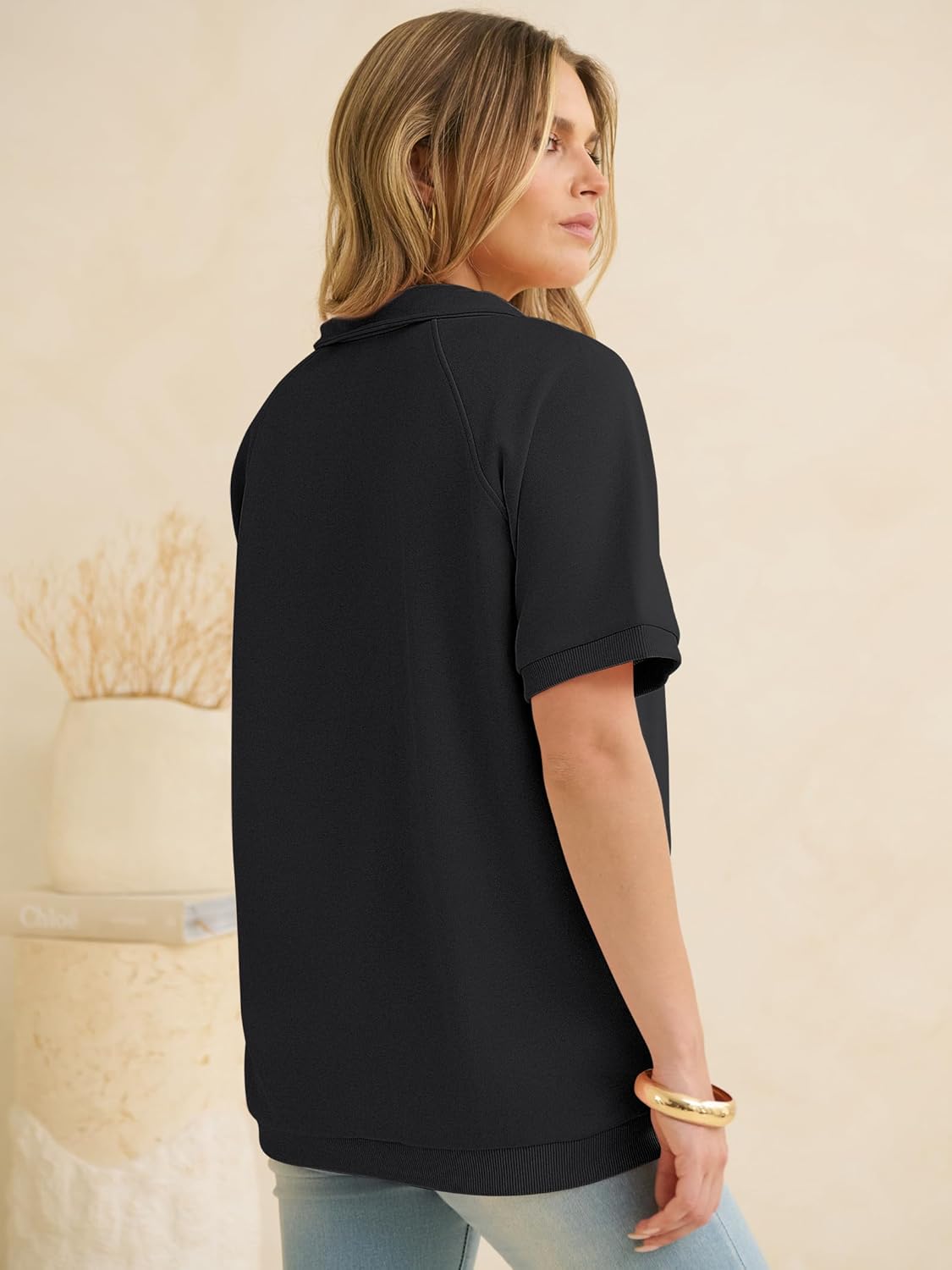 ANRABESS Womens Short Sleeve Tops Oversized Lightweight Sweatshirt Polo Shirts 2026 Summer Casual Button Pullover Top Outfits - Image 6