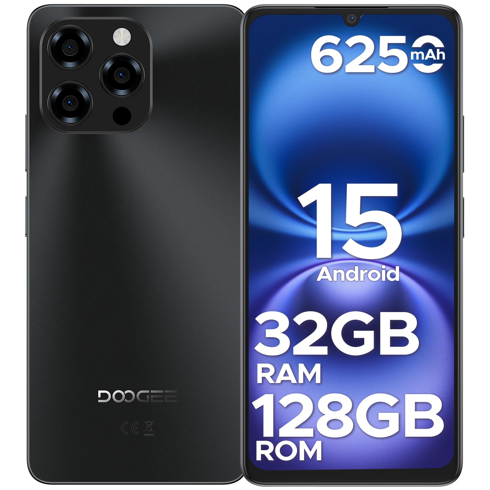DOOGEE Note 58 Android 15 Smartphone Ohne Vertrag, 6250mAh, 32GB+128GB/2TB TF Handy, 6.75" HD+ IPS T7250 Octa Core Handy Günstig, 16MP+8MP, Dual SIM 4G Simlockfreie Handys, OTG, GPS, Face ID