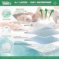 Vista 3 de UNILIBRA Protector de colchón impermeable tamaño twin, cubierta de colchón refrescante de rayón de aire 3D hecho de bambú, protector de colchón
