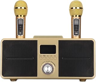 Cuifati Karaoke Machine for Kids and Adults, Portable PA Speaker System with 2 Wireless Microphones, with Bluetooth/AUX/USB/SD for Home,Party,Wedding,Picnic,Outdoors or Indoors Activities