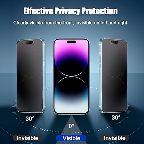 Miniatura 2 de Paquete de 2 protectores de pantalla de privacidad mate para iPhone 14 Pro Max de 6.7 pulgadas, película de vidrio templado, antirreflejos,