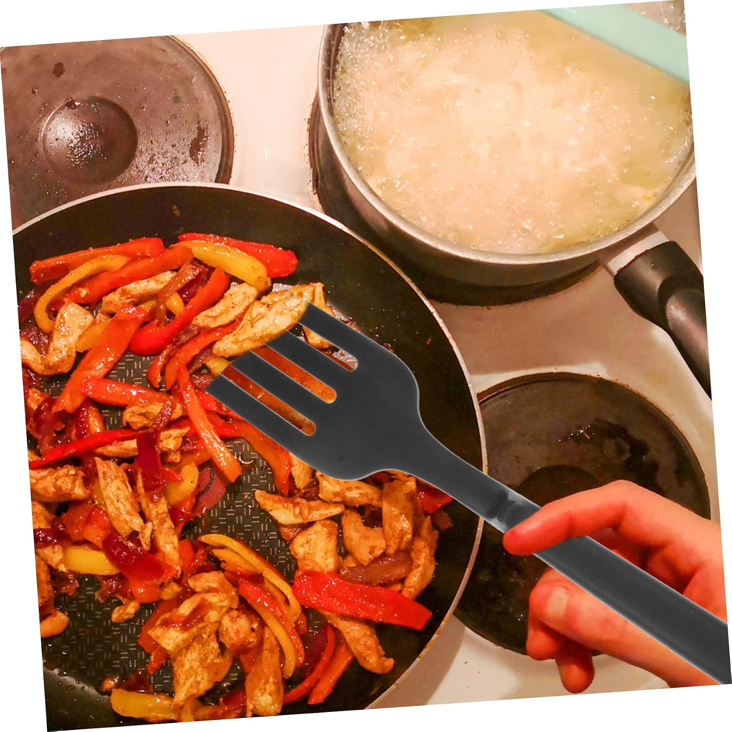 2Pcs Ergonomic Long Handle Silicone Cooking Fork Heat Resistant Nonstick Multifunctional Kitchen Gadget for Pasta Stirring and Serving Comfortable Grip and Easy Storage