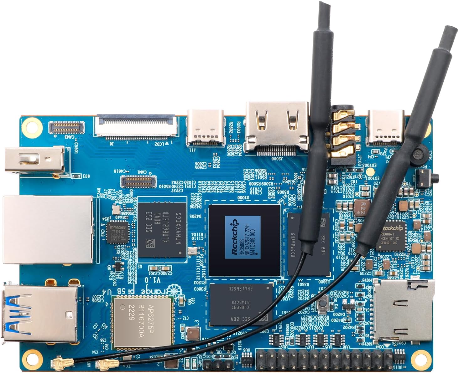 Orange Pi 5B 4GB with 32GB eMMC Rockchip RK3588S 8 Core 64 Bit Wi-Fi6, BT5.0 Single Board Computer, 2.4GHz Frequency Open Source Development Board Run Orange Pi OS,Android,Debian,Ubuntu