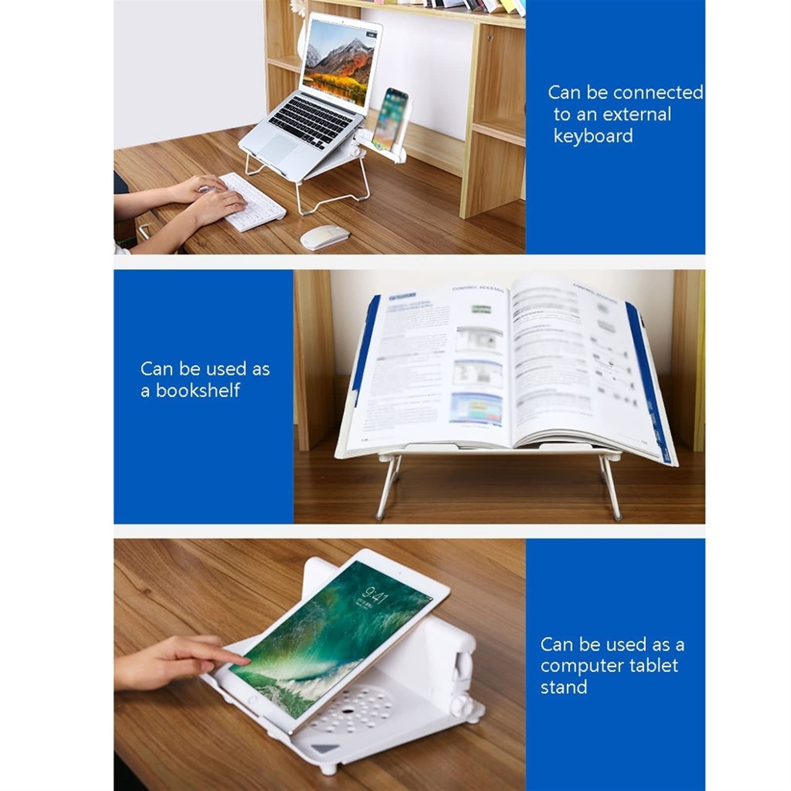 Laptop Stand Laptop Stand Office Półka podnoszenia Podstawa Składana Pionowa Pionowa leniwa rama wsparcia odpowiednia dla książek biurowych Stojak na Komputer (Color : W)