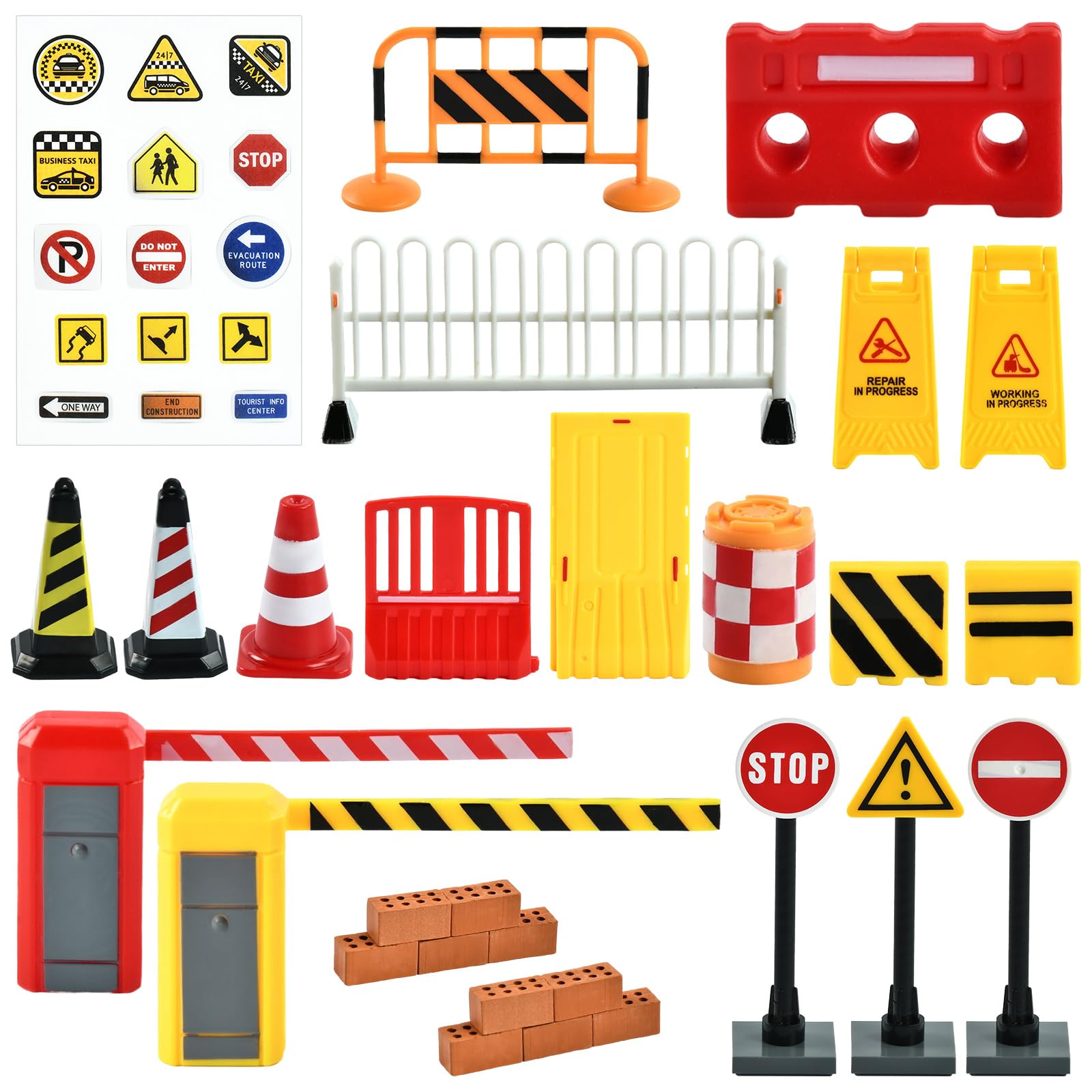 29pcs Mini Segnali Stradali, Segnale Stradale Giocattolo, Mini Cono Stradale, Segnaletica Stradale per Bambini, Giocattoli Educativi per Segnali Stradali per Bambini