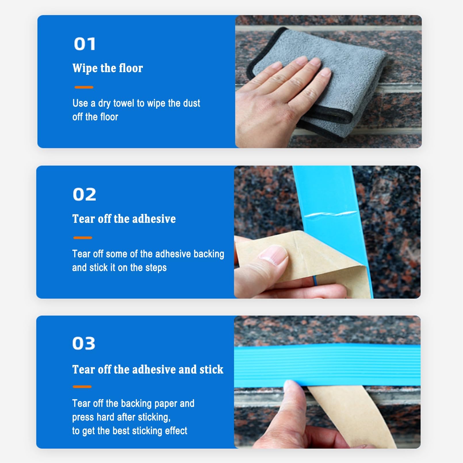 Tiras Antideslizantes Para Peldaños de Bordes de Escaleras, Borde de Escalera de Vinilo Antideslizante, Para Peldaños de Interior Y Exterior, Perfil de Borde de Escalera Tira Antideslizante Tira(Blue,