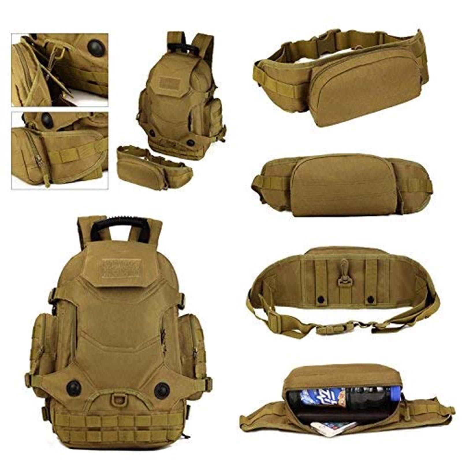 Sac à Dos Tactique 40L – Molle – Randonnée Voyage – Homme – Noir, Kaki, Vert