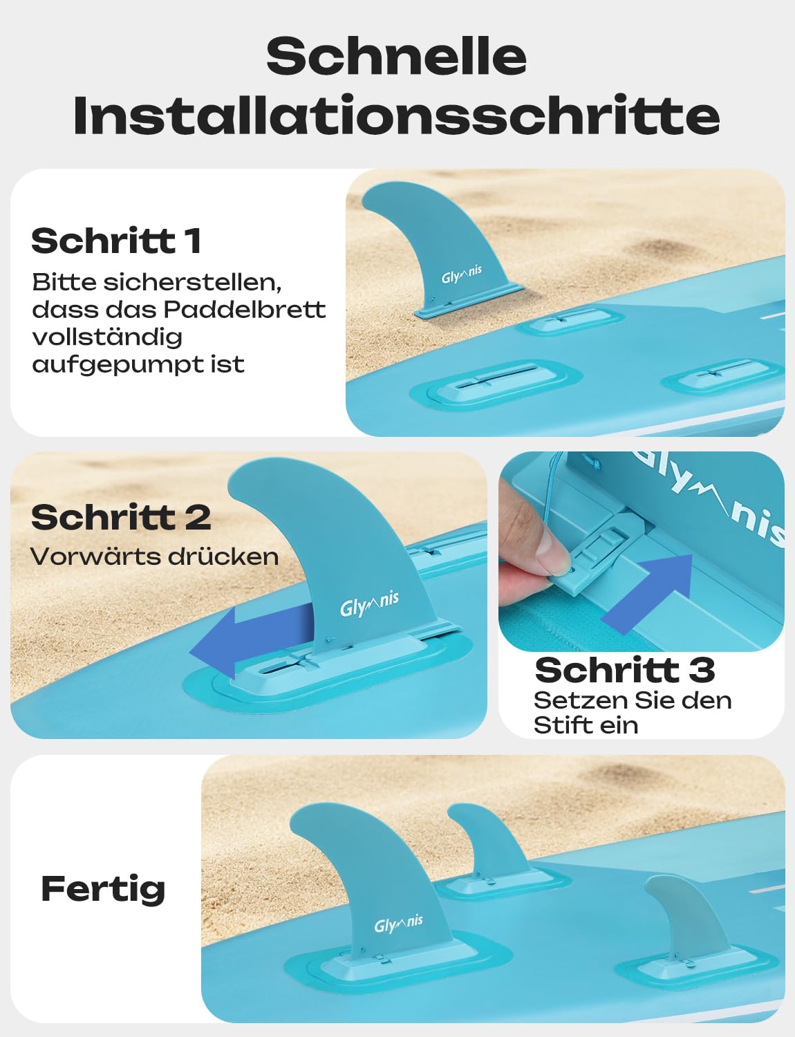 Glymnis SUP Board Stand Up Paddling Board Aufblasbares Stand Up Paddle Board Set 10'6" 320x81x15cm 6 Zoll Dick mit Aluminiumpaddel Luftpumpe und komplettem Zubehör