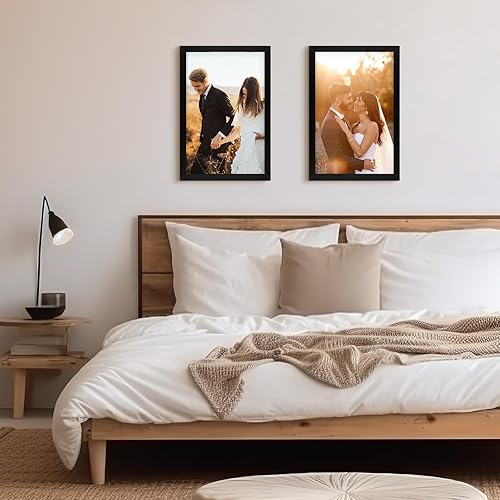 Miniatura 7 de Golden State Art, Marco de fotos negro de madera maciza de 16 x 24 pulgadas, vidrio templado, horizontal y vertical para exhibición en pared, ideal