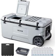 VEVOR Portable Cooler,Hard Cooler with Ice Retention, Heavy-Duty Handles and Strap, Lightweight Rigid Material Insulated Portable Cooler, Suitable for Family Picnics and Short Trips